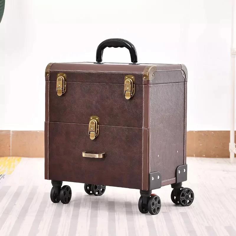 Valise à cosmétiques à roulettes, chariot de beauté, commode de maquillage, valise à roulettes, gran