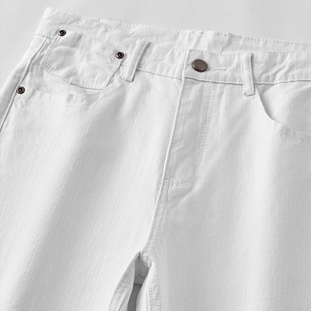 Jean blanc élastique pour hommes, coupe droite, Slim, décontracté, doux, Business, marque classique,