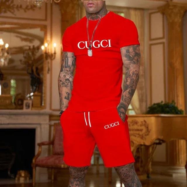 Ensemble sportif décontracté pour homme, t-shirt et short à manches courtes, tendance et à la mode,