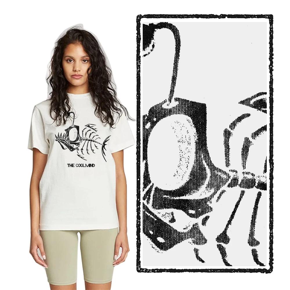 Bonefish crâne poisson de mer profonde squelette drôle pêcheur hommes T-Shirt coton col rond manches