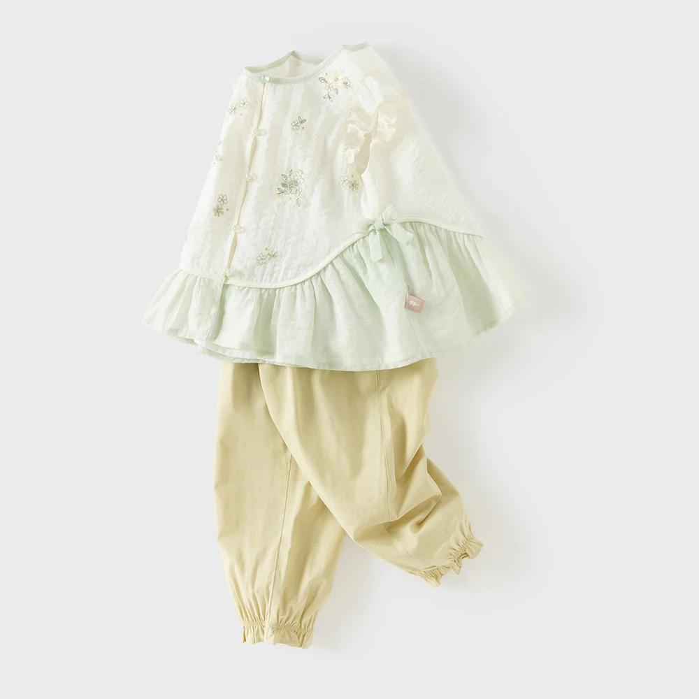 Dave Bella – ensemble 2 pièces brodé pour filles, chemise sans manches et pantalon, costumes pour en