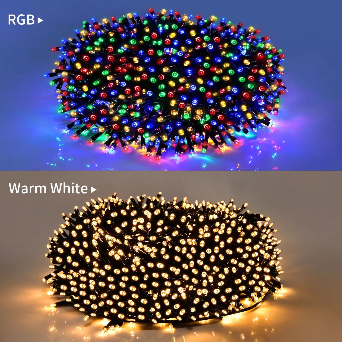 100M 1000 LEDs Charge rapide solaire LED fée lumière LED étanche extérieur chaîne lumières guirlande