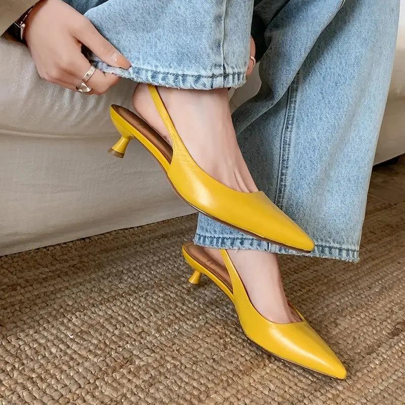 MORAZORA – sandales en cuir véritable pour femmes, grande taille 34-42, chaussures à bout pointu, à