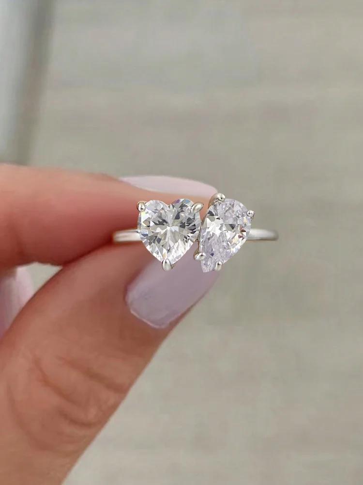 Bague en argent Sterling 925 pour femmes, classique, simple, en Zircon, goutte d'eau, fiançailles, m