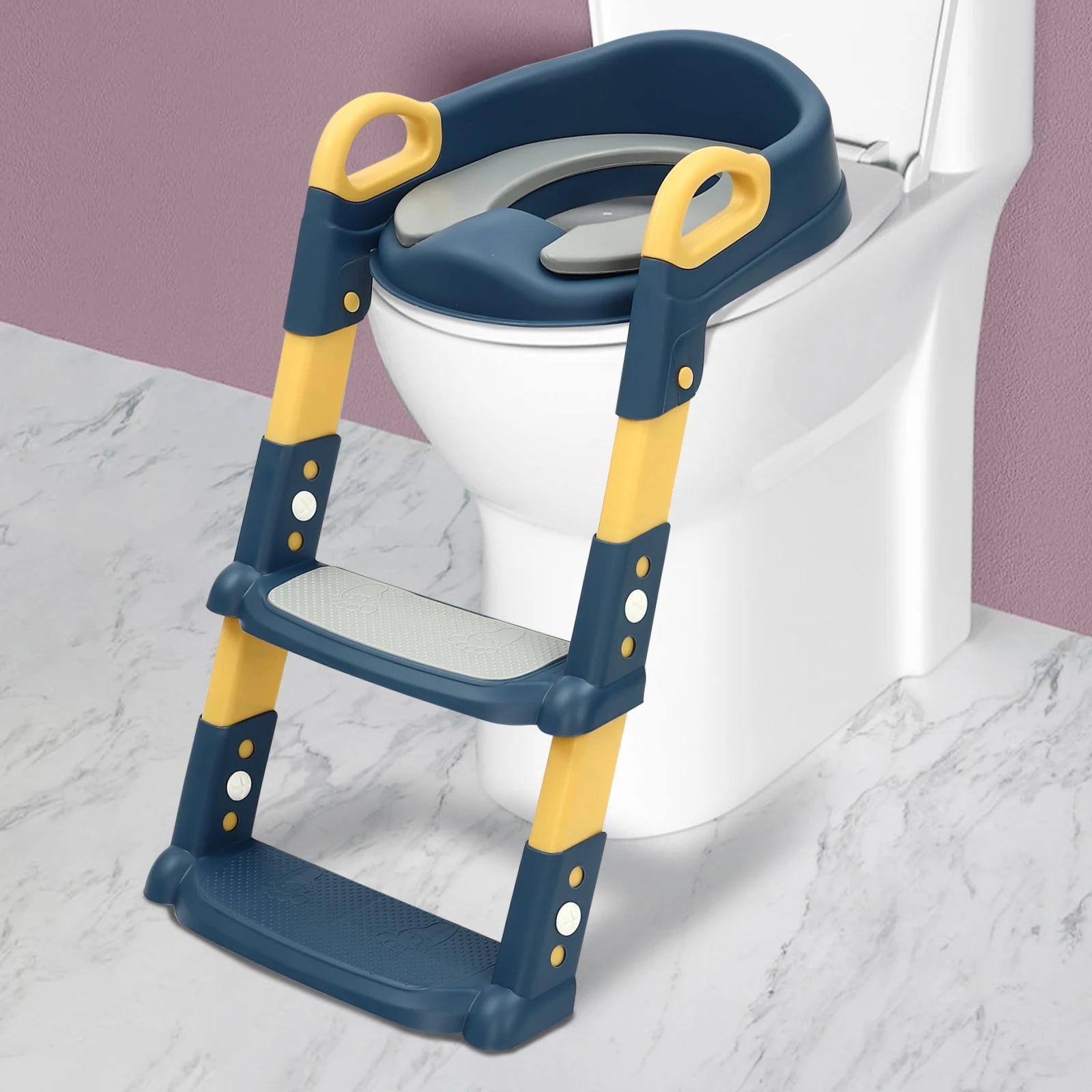 Siège de toilette pour enfants avec escalier, réglable en hauteur, pliable, siège d'apprentissage de