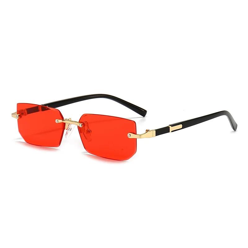 Lunettes de soleil rectangulaires sans monture pour hommes et femmes, nuances populaires, petites lu