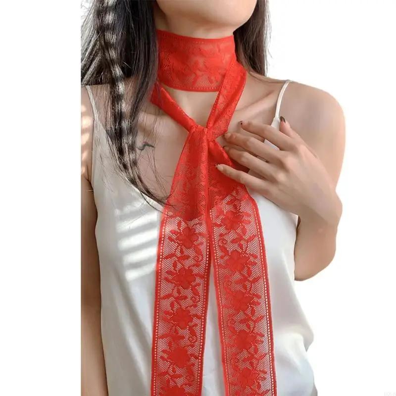 D0UB Flower brodé Neckerchief Sophistiqué écharpes uniques beaux écharpe en dentelle adaptée à diver