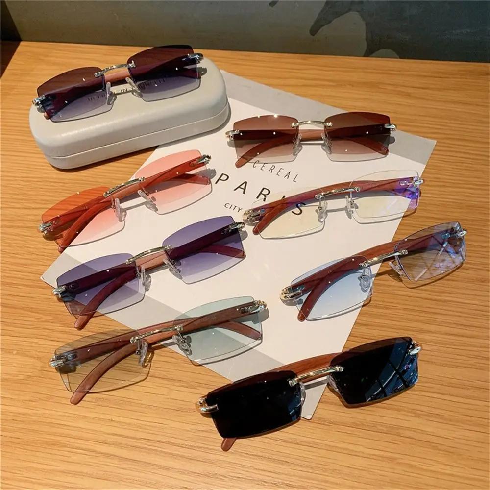 ChimPunk-Lunettes de soleil rectangulaires sans monture pour hommes et femmes, nuances de conduite,