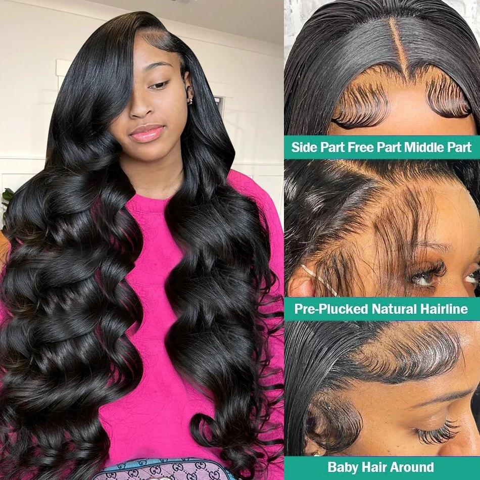 Perruques avant en dentelle transparente HD Body Wave pour femme, vague d'eau brésilienne, cheveux h