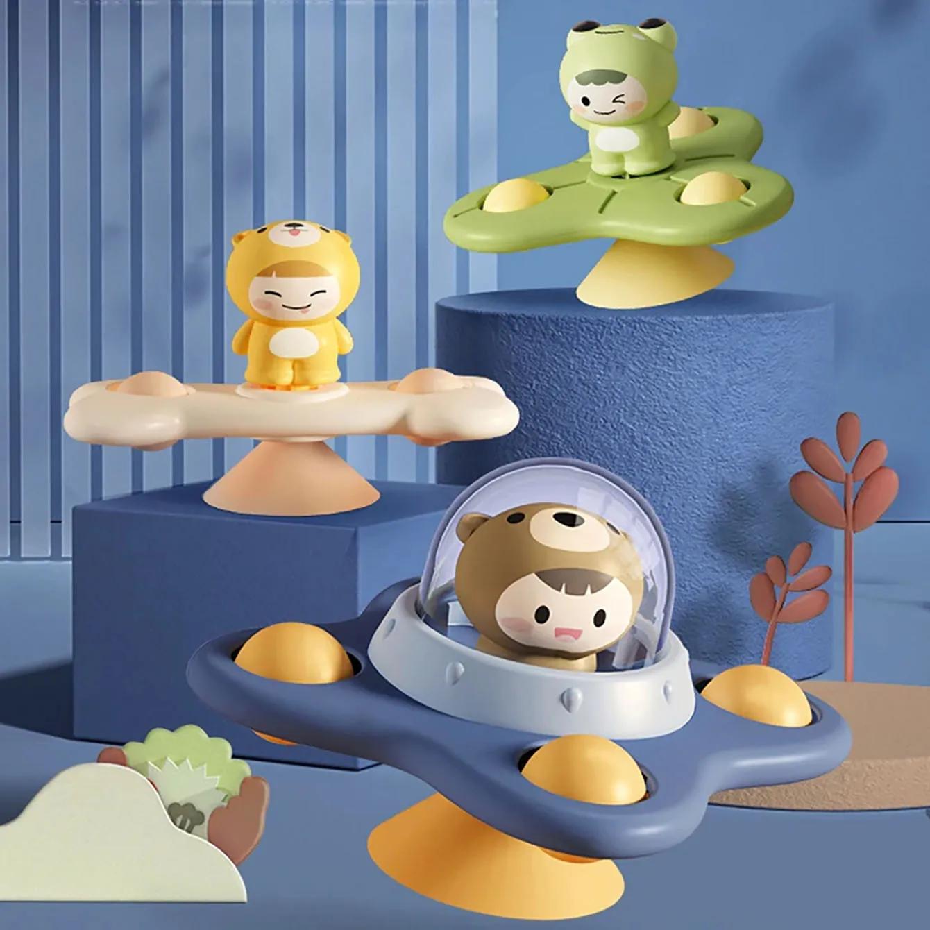 Jouet apaisant pour bébé, avion de dessin animé, artefact de bain pour bébé, ventouse amusante, Spin