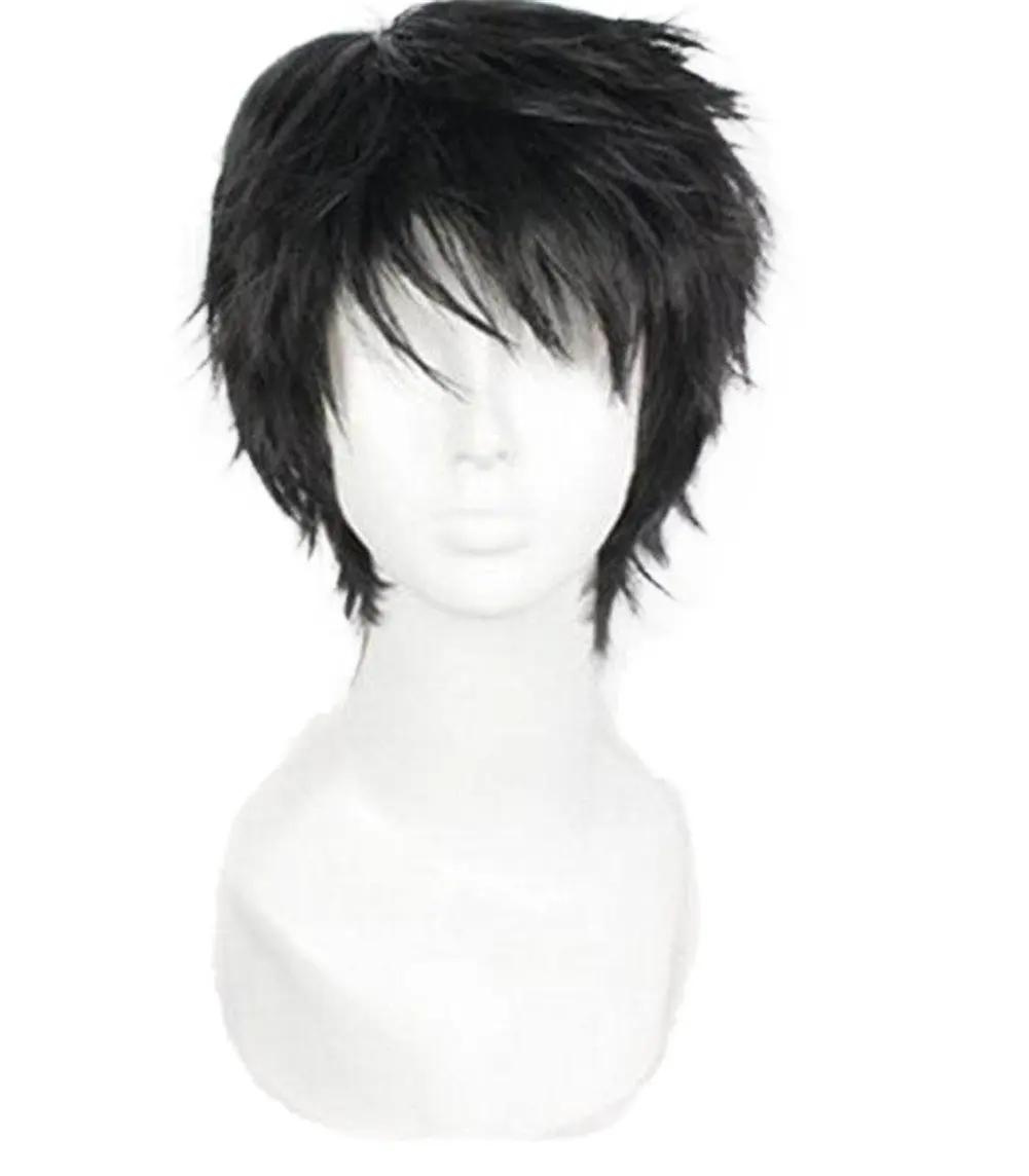 Perruque synthétique courte bouclée noire pour hommes, 11.81 pouces, multifonction, couches moelleus