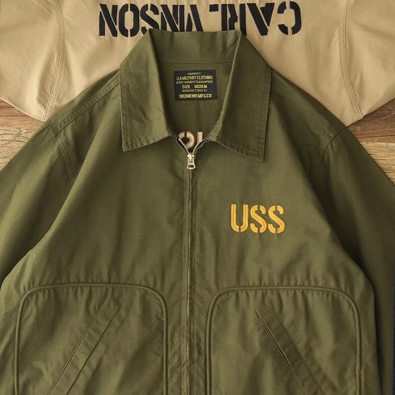Veste de pont cargo brodée sergé rétro américain pour hommes, mode masculine, 100% coton lavé, multi