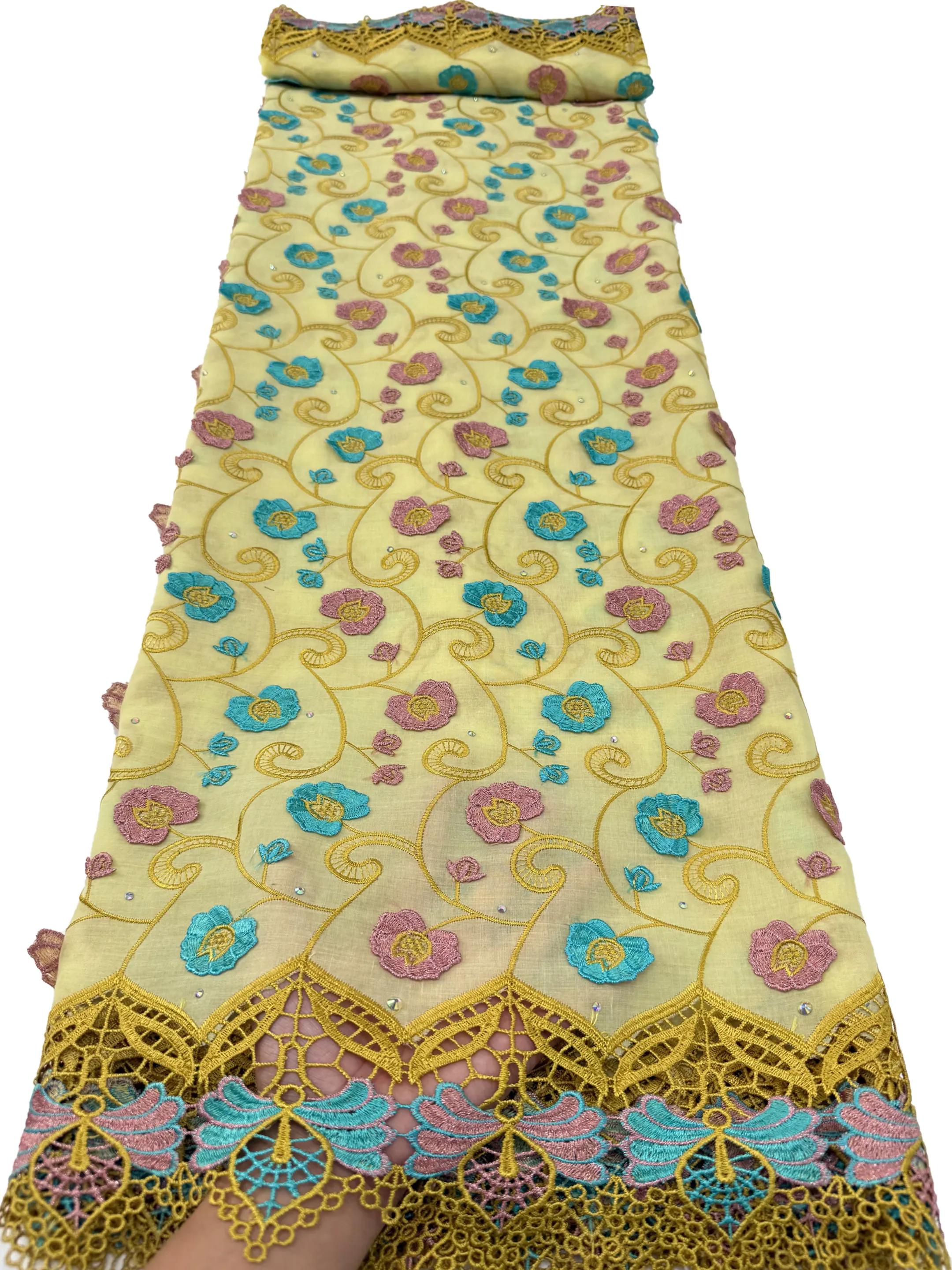 Tissu nigérian français en dentelle suisse de luxe, de haute qualité, avec strass, pour robes élégan