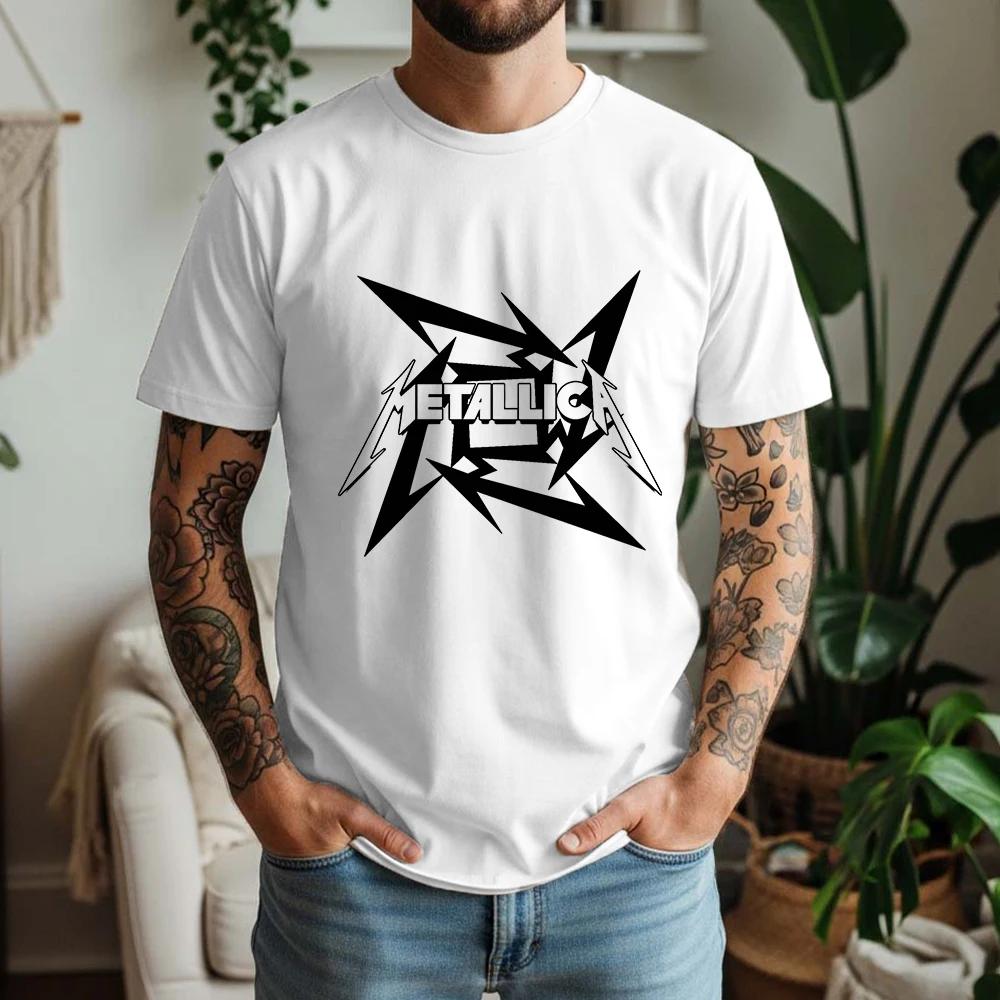T-shirt Metallica 100% coton, style rock punk heavy metal, coupe ample, respirant, manches courtes