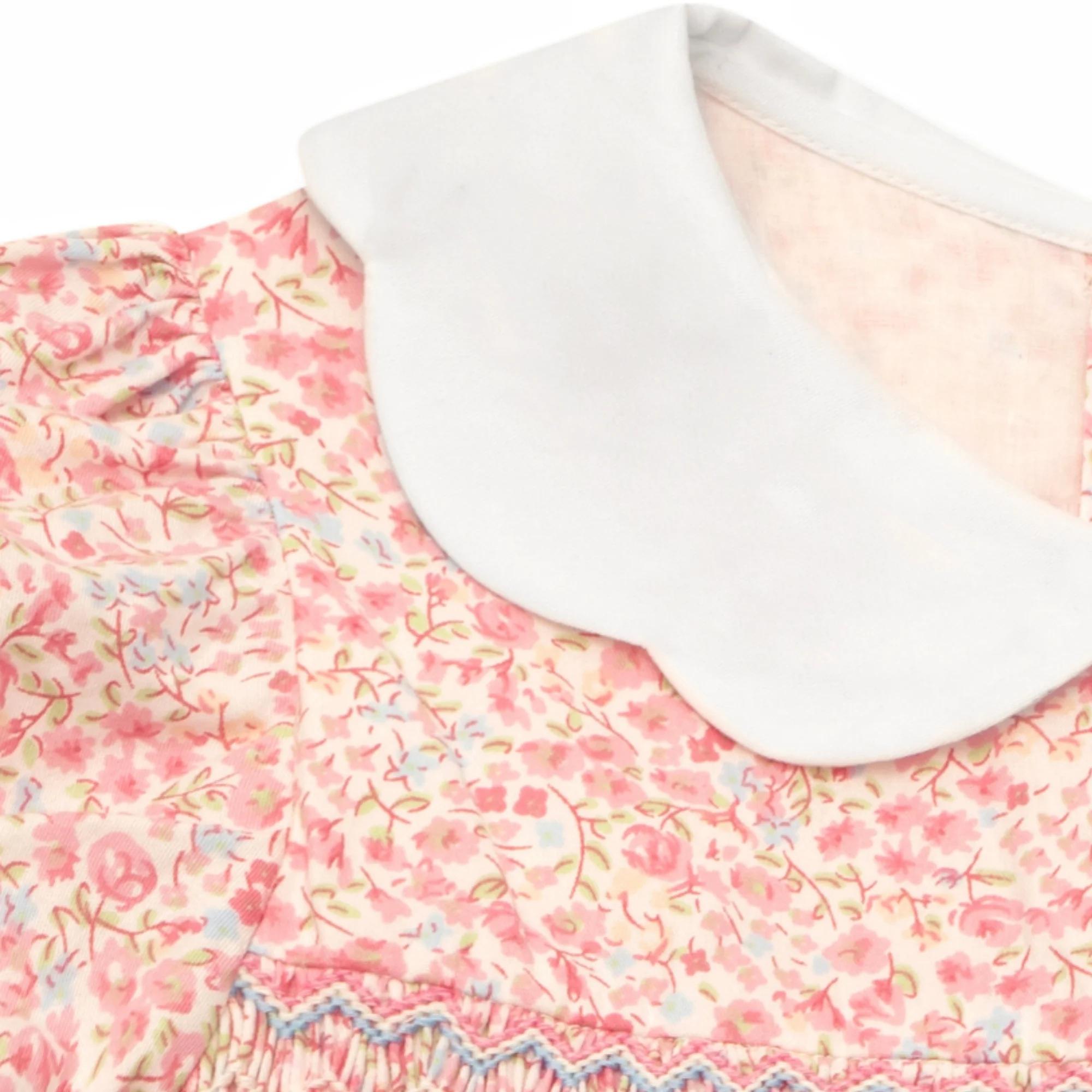Robe pour fille à imprimé floral haut de gamme, smockée à la main, boutique de mode, vêtements pour