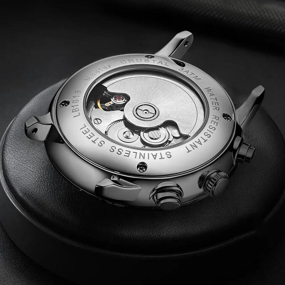 Montres mécaniques pour hommes, montre-bracelet automatique d'affaires, en acier inoxydable, lumineu