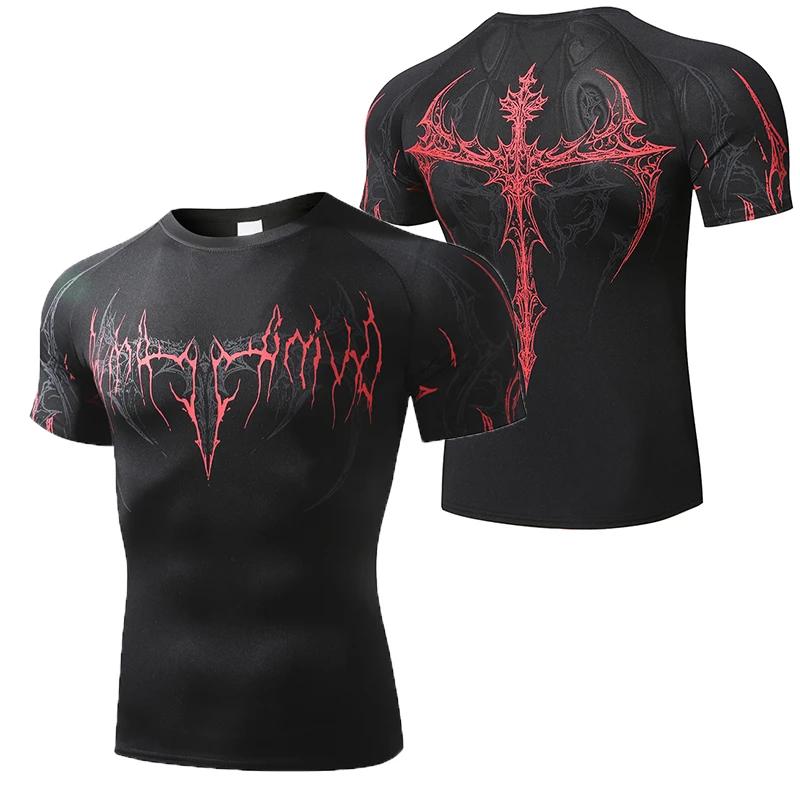 T-shirt ajusté pour homme, T-shirt de compression d'été pour homme, Hauts de fitness pour la gym, Vê