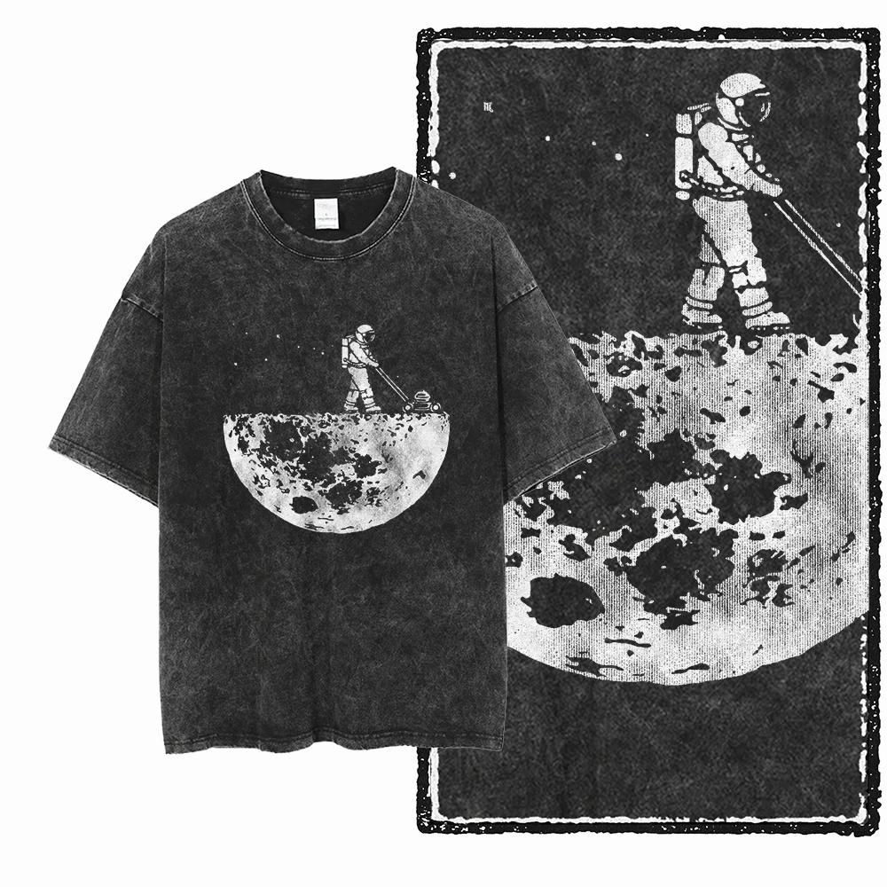 SA ASTRONAUT SPACE THEMES imprimé coton lavé à l'acide graphique unisexe t-shirt Cool Streetwear hom