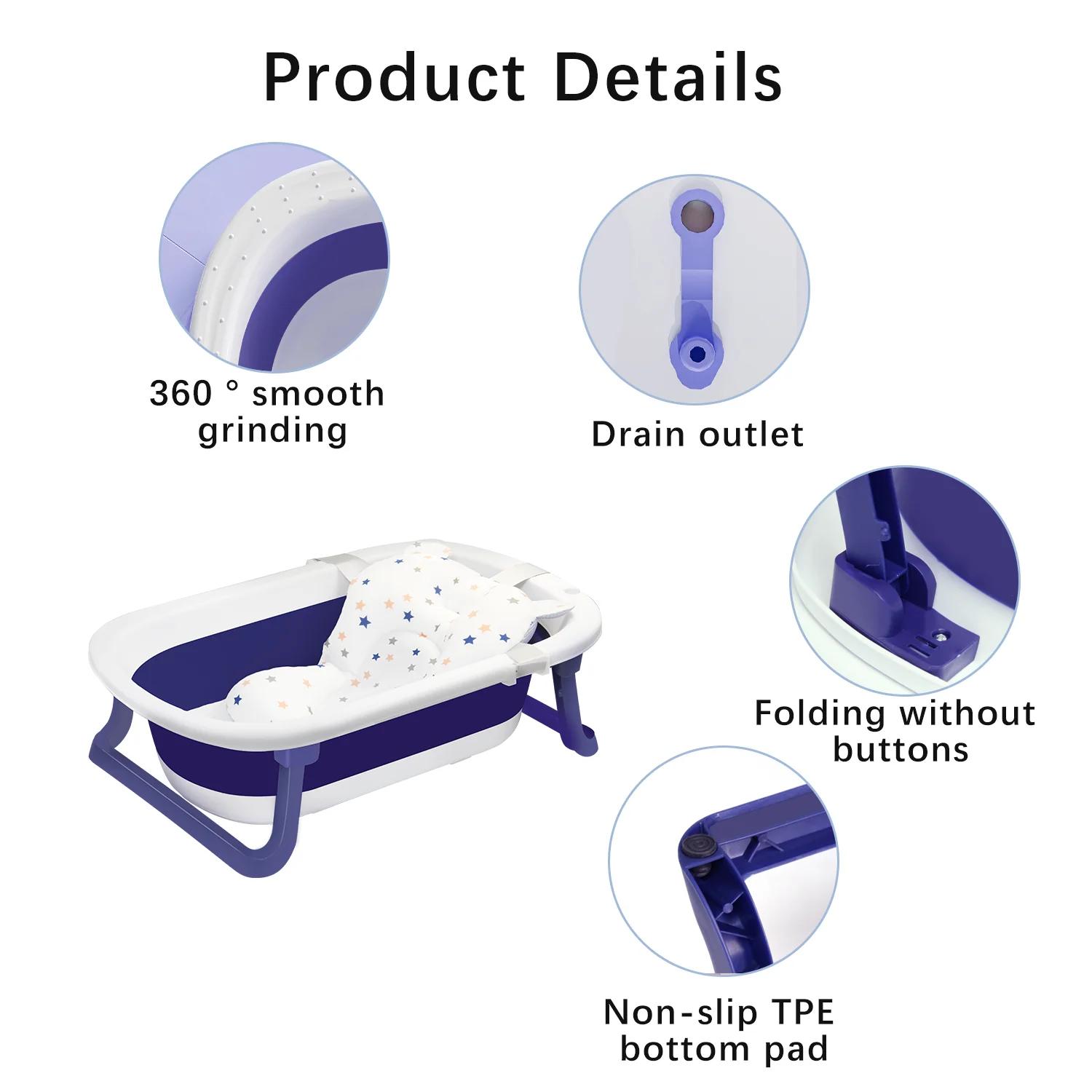 Baignoire pliable pour bébé, baignoire de voyage portable pour nouveau-né, avec coussin de soutien p