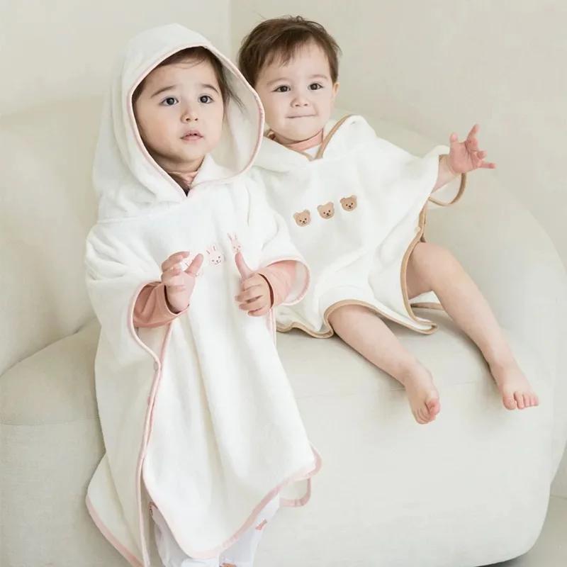 Serviette de bain à capuche en velours de corail doux pour bébé, peignoir pour enfant, mignon, Anima