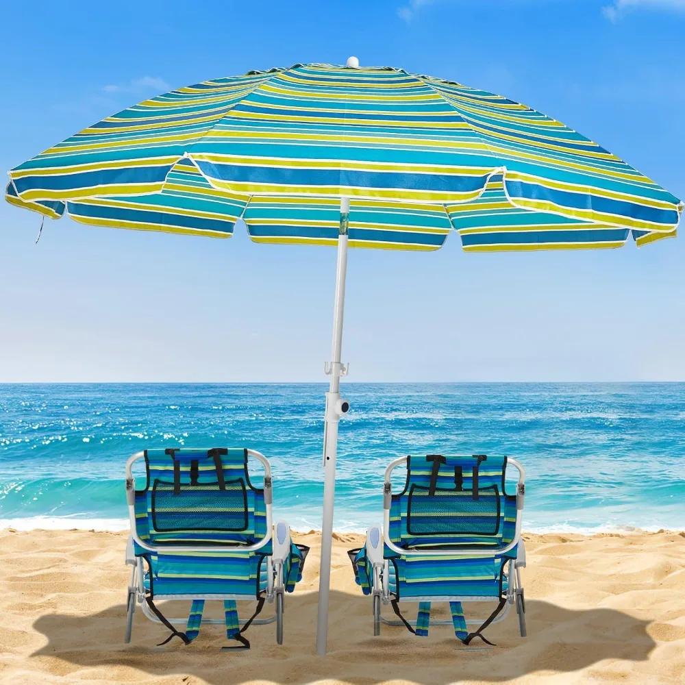 Lot de 2 chaises de plage pliantes légères et portables pour adultes, chaises de plage pliantes à po