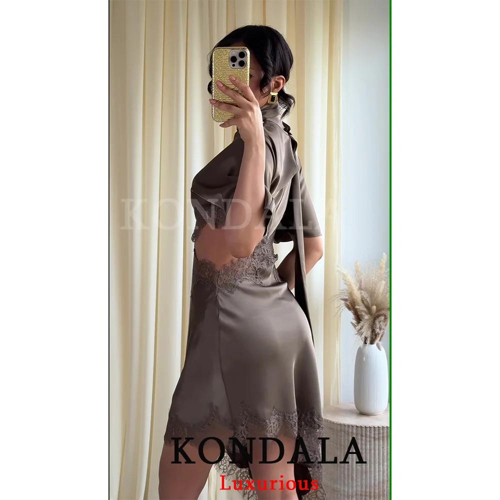 Robe Mini Chic et Élégante KONDALA pour Femme, Col Asymétrique à Nœud, Tendance Printemps-Été 2026,