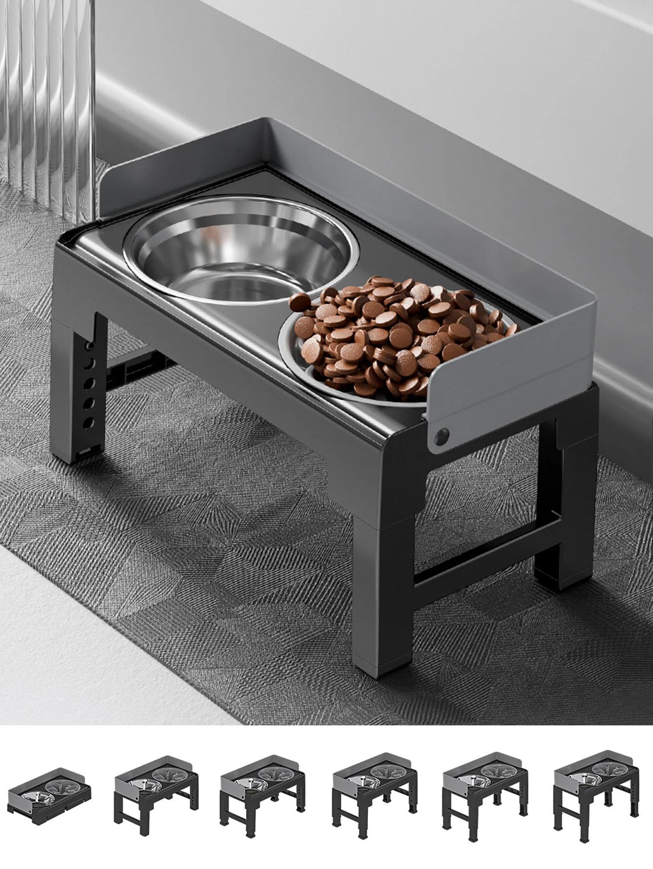 Bols surélevés pliables pour chiens, support surélevé réglable avec doubles bols d'eau alimentaire e