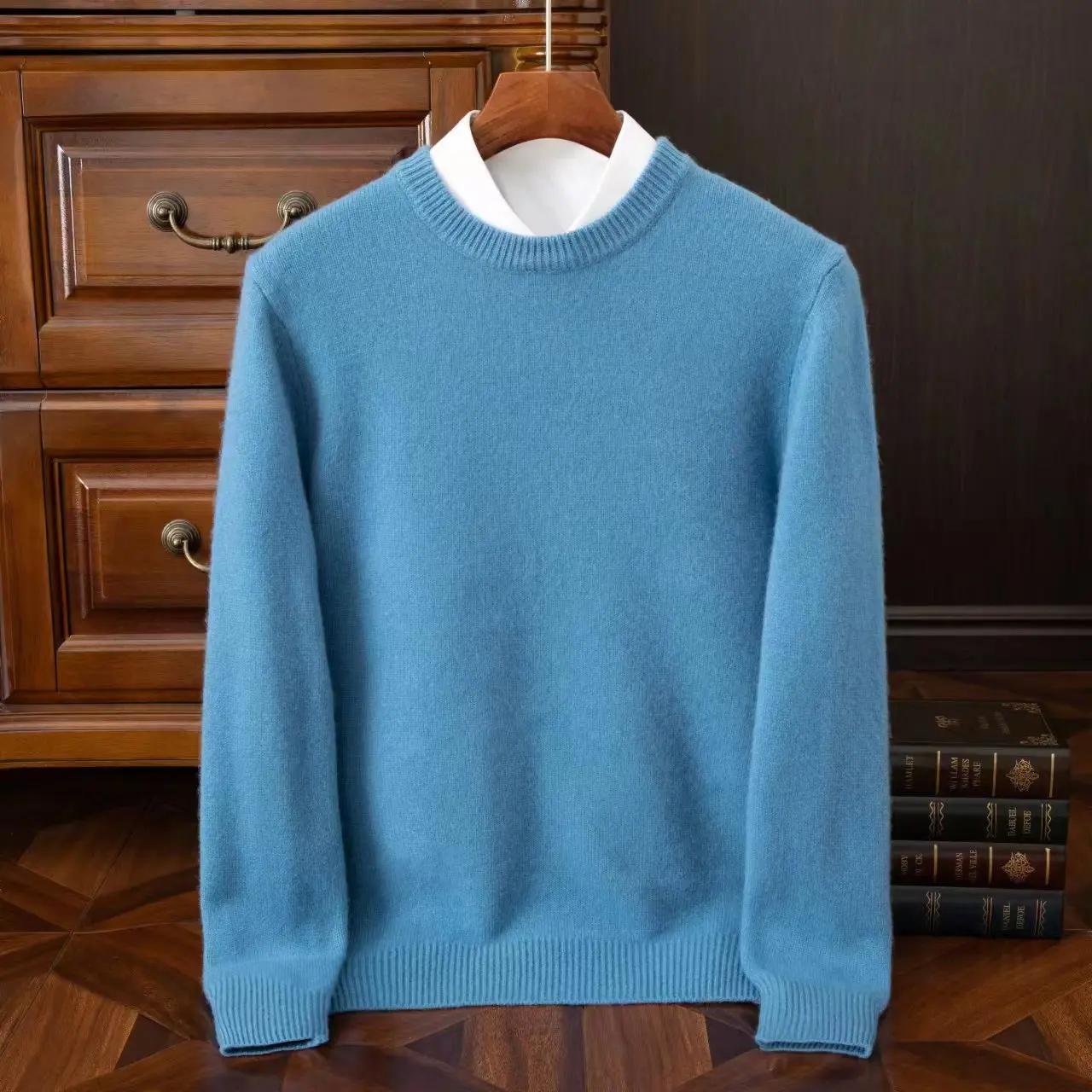 2025 pull en cachemire col rond pulls hommes ample surdimensionné M-3XL tricoté bas chemise automne