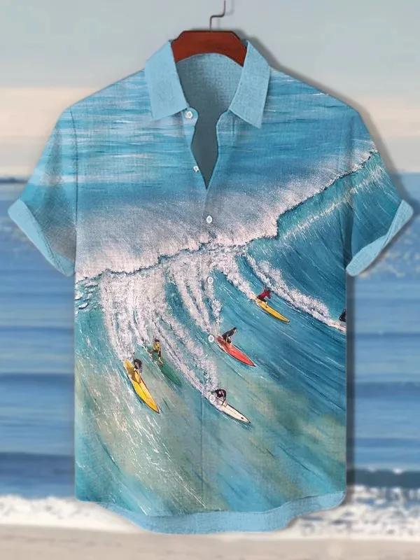 Chemise hawaïenne à manches courtes pour hommes, chemise à revers boutonnée, hauts surdimensionnés,