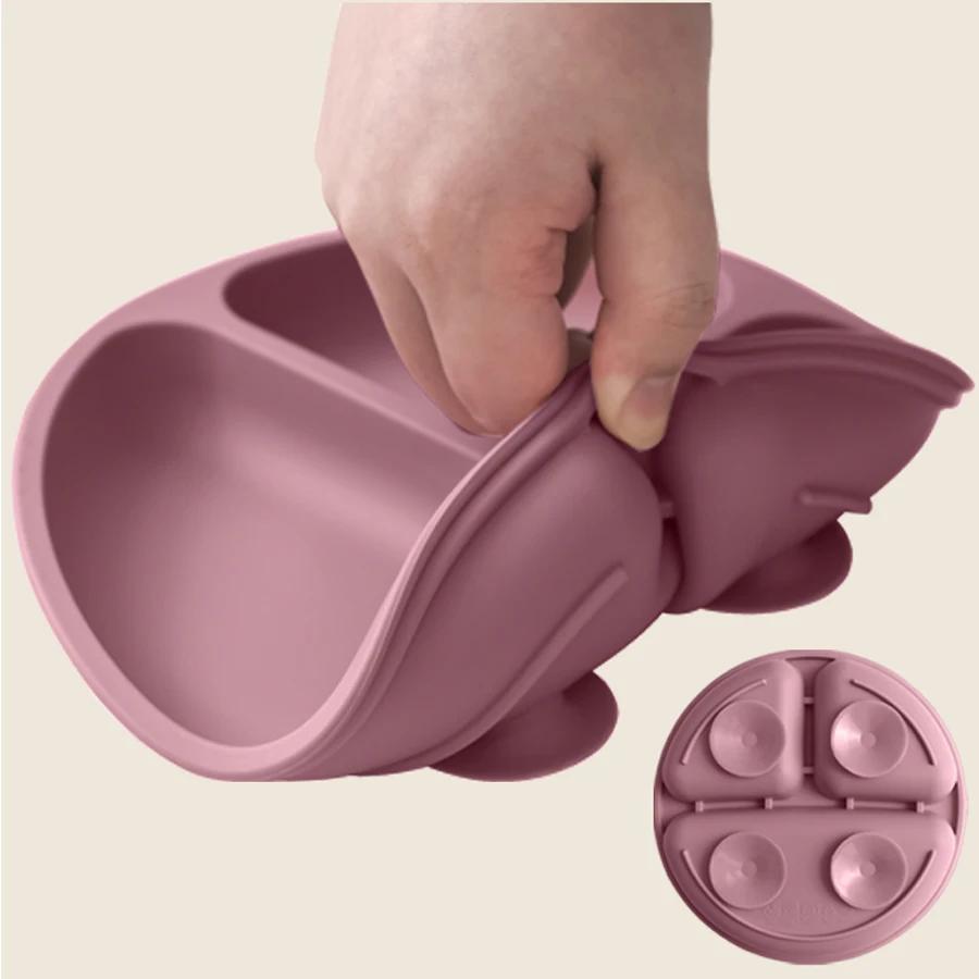 Assiette à manger en Silicone pour bébé, 1 pièce, sans BPA, plats pour enfants, aspiration, vaissell