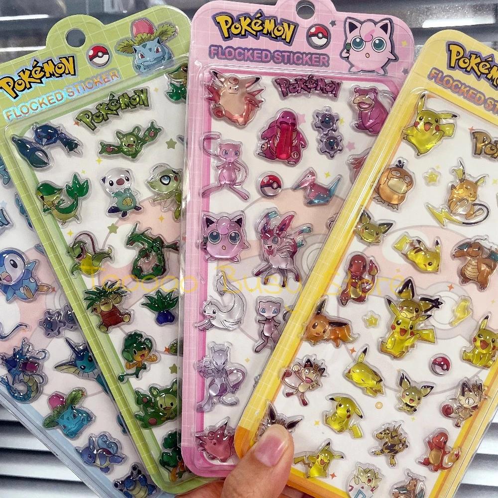 Autocollants 3D en résine Anime Pokemon mignons, autocollants en gelée Pikachu Kawaii, autocollants