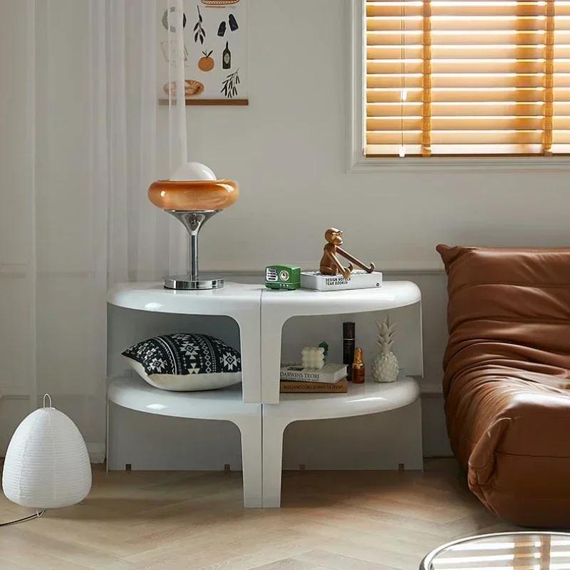 Table Basse Circulaire Moderne en Plastique, Design Créatif et Élégant, Meubles de Maison pour Salon