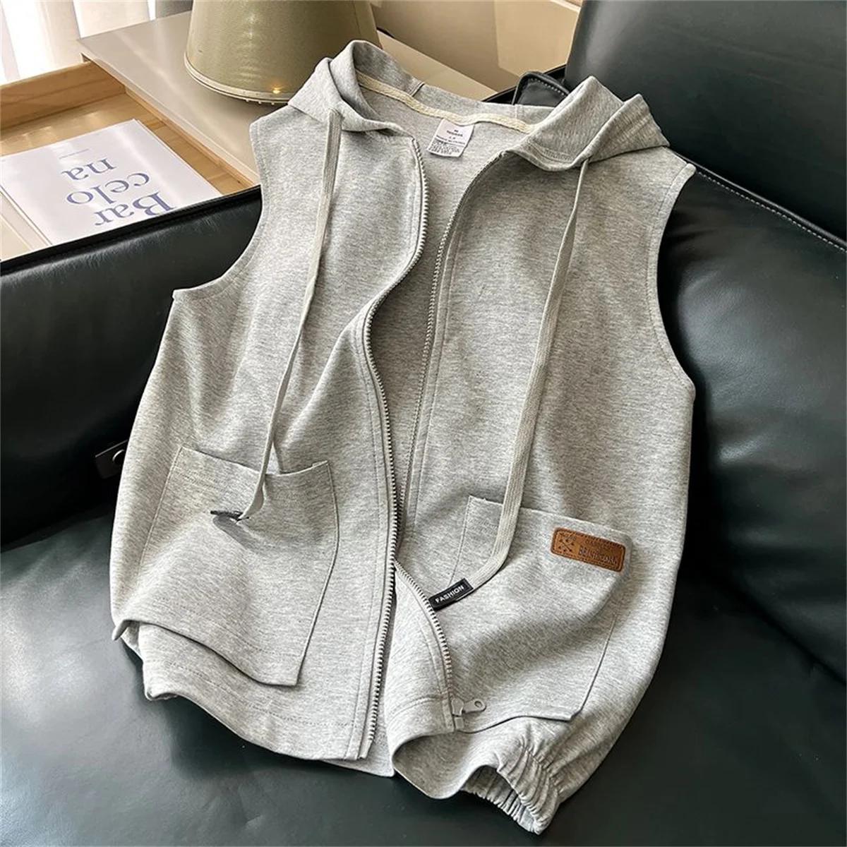 Sweat-shirt à capuche sans manches pour homme, vêtement polyvalent et Simple, tendance, vitalité, no