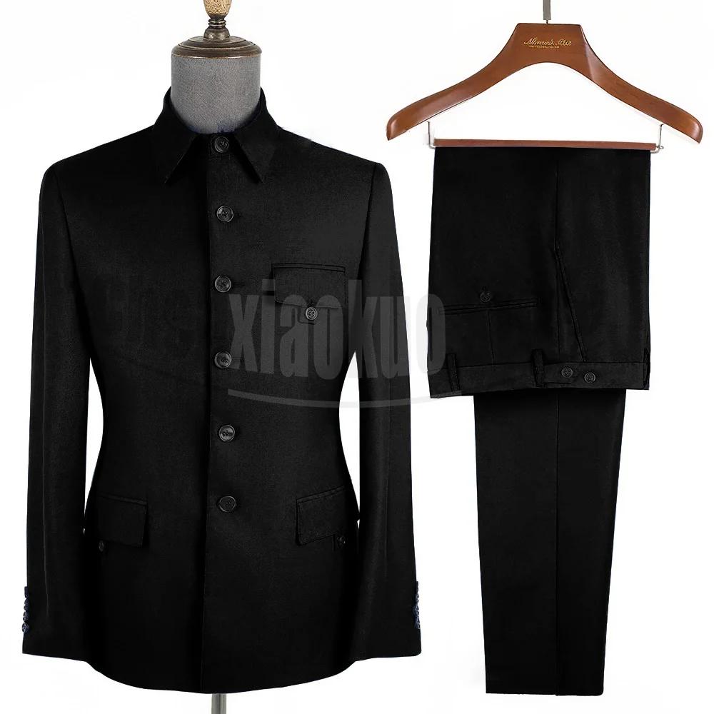 Ensemble de costume pour hommes, Blazer et pantalon formels, tenue deux pièces classique, col montan
