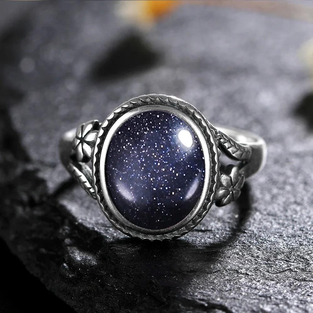 Vinatge bague en argent Bijoux féminins pierre de lune naturelle oeil de tigre anneaux personnalisés