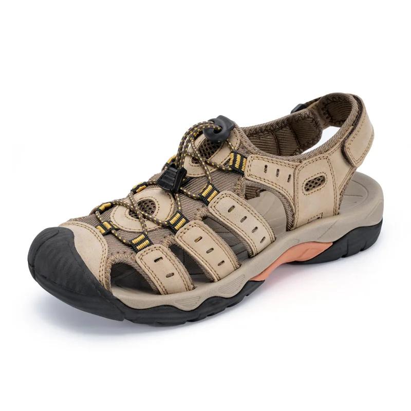 Sandales Parker fermées en cuir véritable pour hommes, chaussures de plage, extérieur, été, en amont