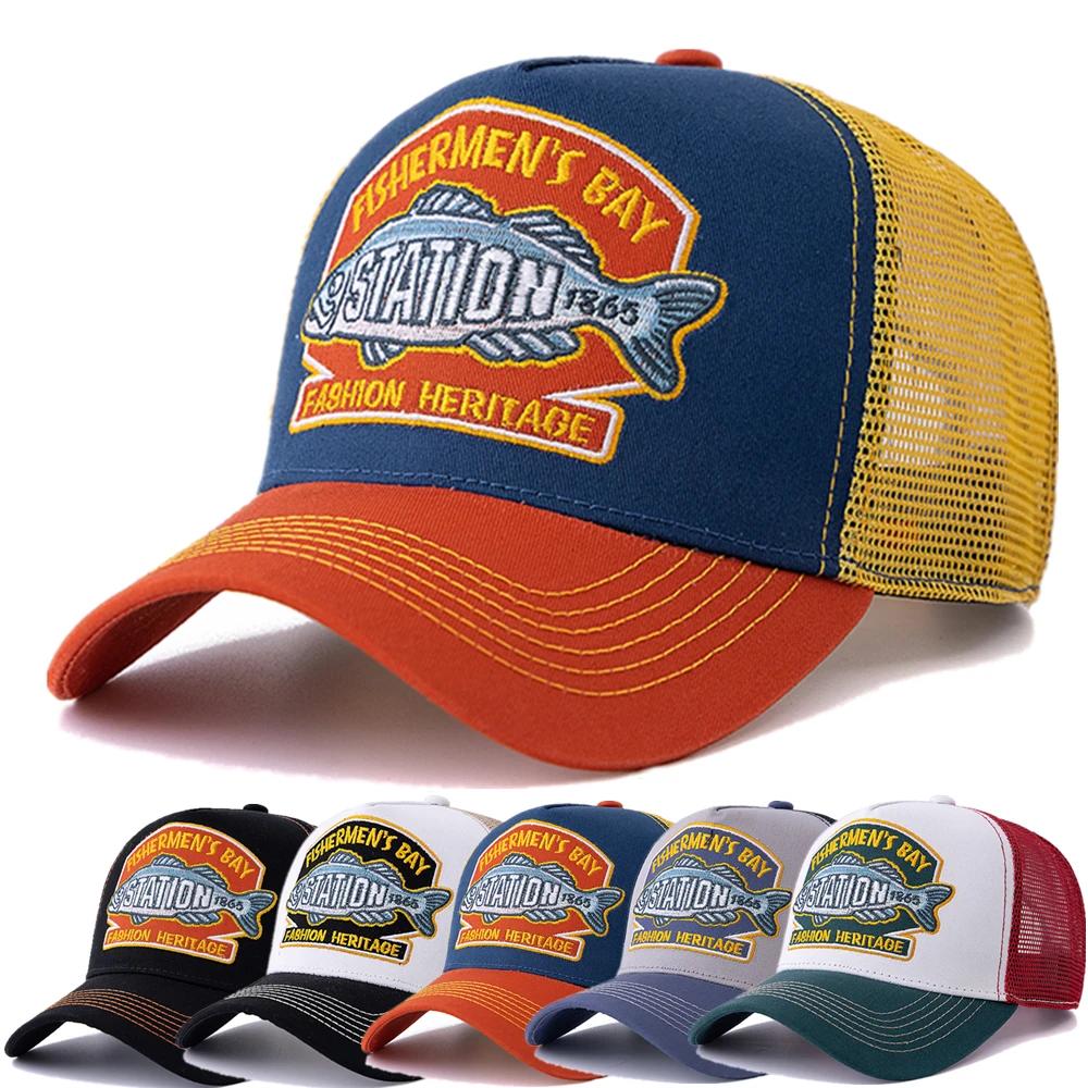 Casquette de pêche d'été unisexe, chapeau de camionneur en maille respirante pour hommes et femmes,