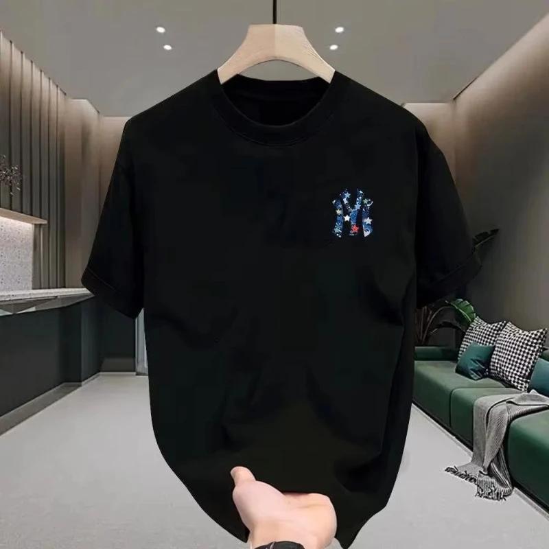 T-shirt Homme 2026 en Coton Épais Marque Tide, Manches Courtes, Tendance Été, Col Rond Décontracté,