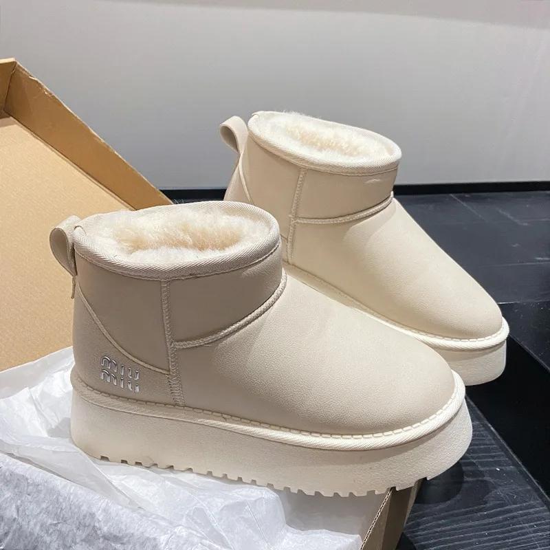 Bottes de neige à semelles épaisses pour femmes, chaussures d'hiver imperméables à tube court augmen
