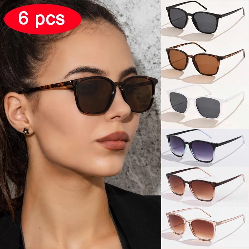6 pièces/4 pièces/3 pièces petites lunettes de soleil carrées femmes cadre rectangulaire violet colo