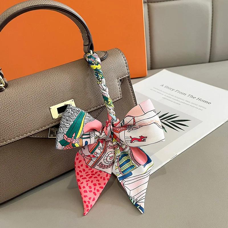 Écharpe longue pour femmes, ruban étroit, bandeau, foulard, poignée de sac, Bandana, accessoires pou