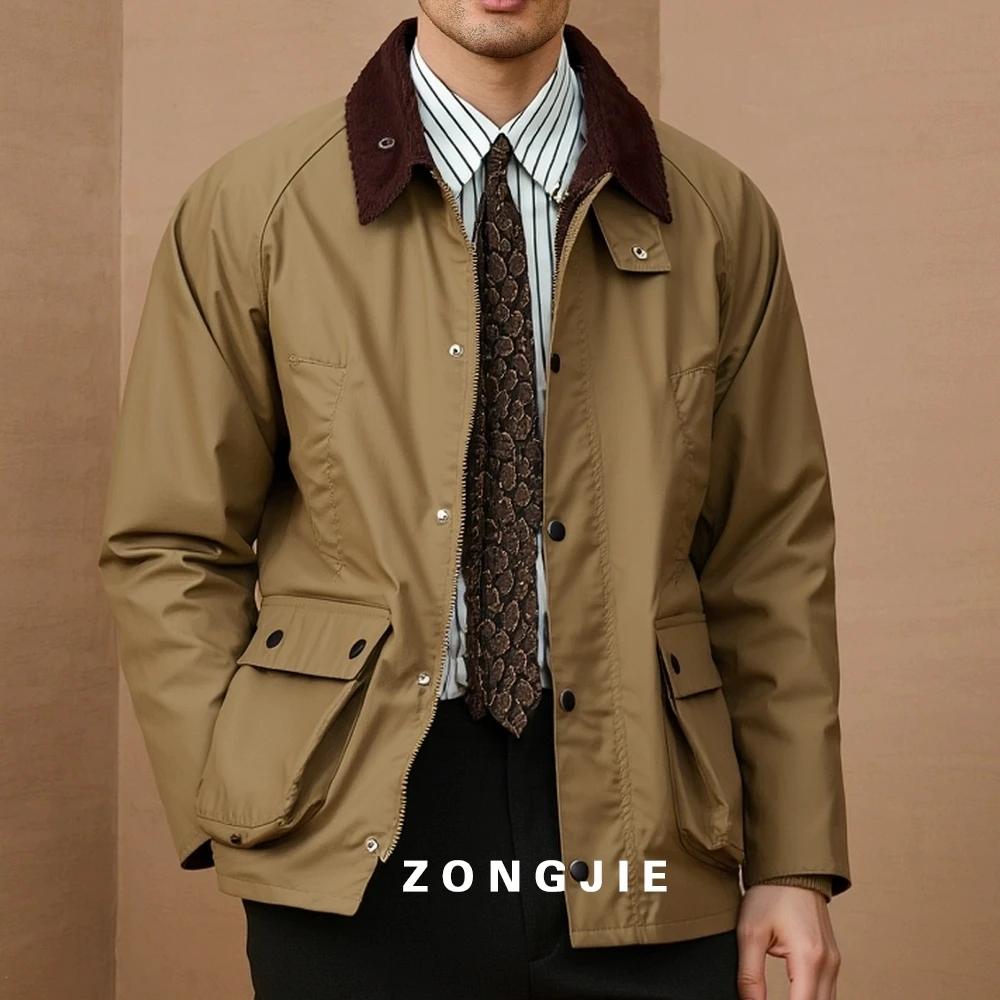 Veste de chasse rétro britannique pour homme, coupe-vent imperméable, vêtements de travail en cire d