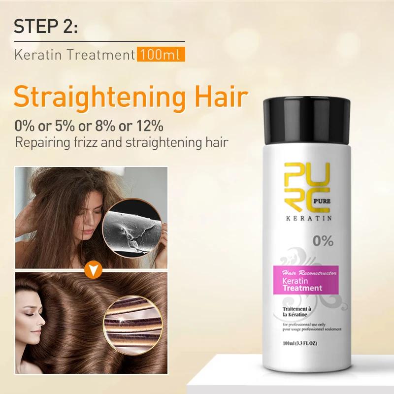 PURC 2 pièces kératine pour lisser les cheveux 0% 5% 8% 12% formaldéhyde traitement capillaire à la