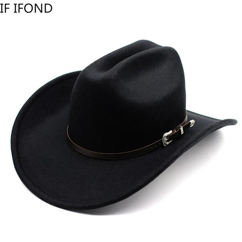 Chapeau de Cowboy occidental Vintage pour hommes, Cowgirl de Jazz avec Cloche en cuir à large bord,