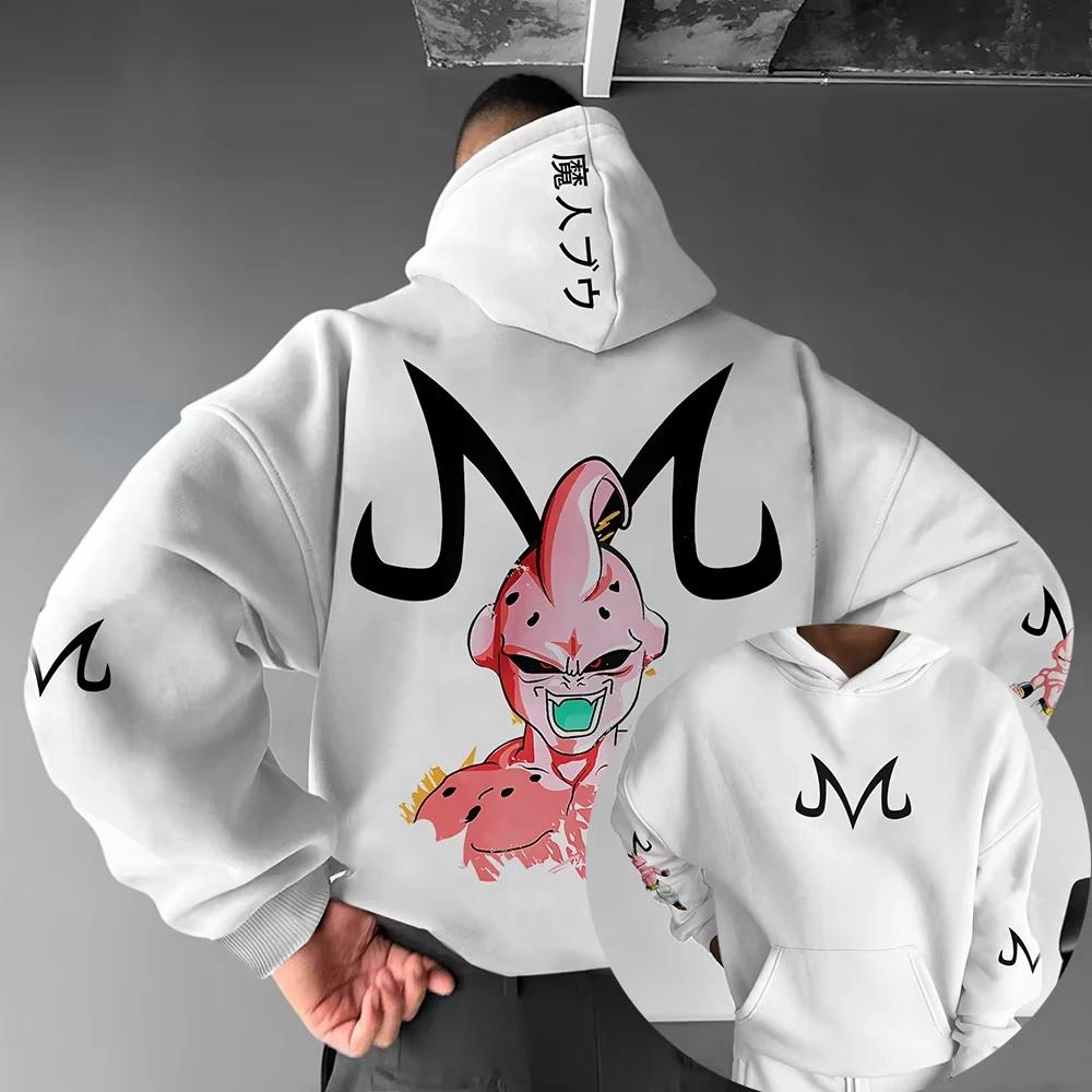 Sweat-shirt à capuche rose Dragon Ball Z Majin Buu pour hommes, streetwear anime, cosplay, avec impr