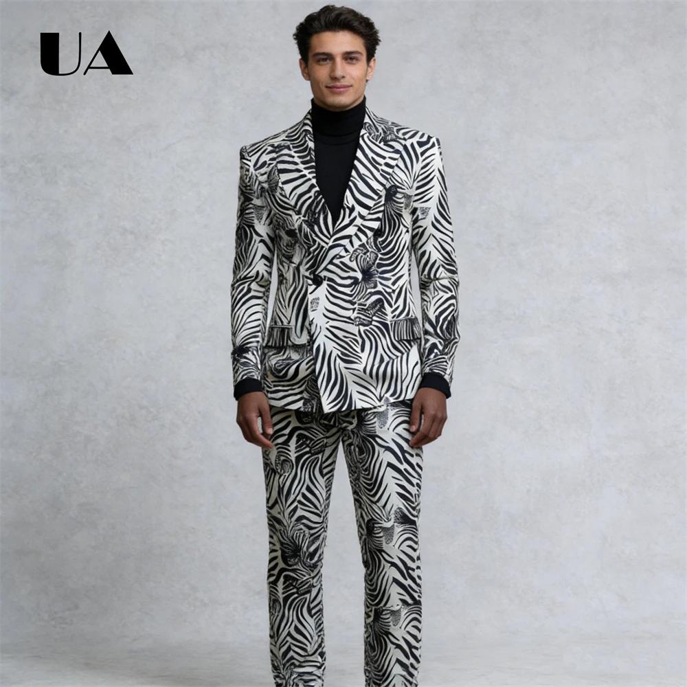 Costume deux pièces imprimé zèbre, costume formel 2 pièces pour hommes pour bal de promo, Costume de