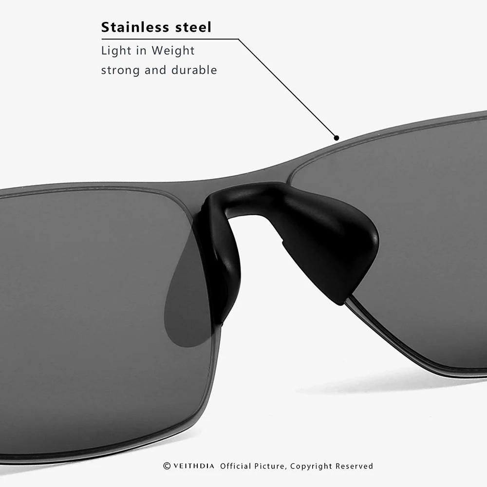 VEITHDIA-Lunettes de soleil polarisées en acier inoxydable pour homme, verres en nylon pour la condu