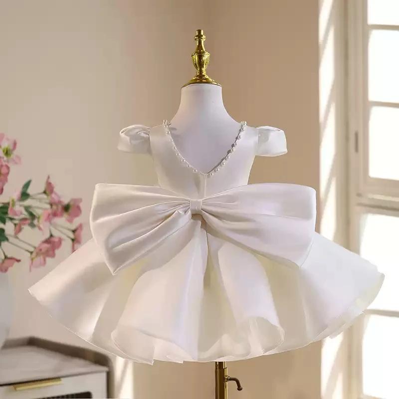 KLFLGD robe de mariée blanche magnifique élégante robe de danse en satin haut de gamme robe de fête