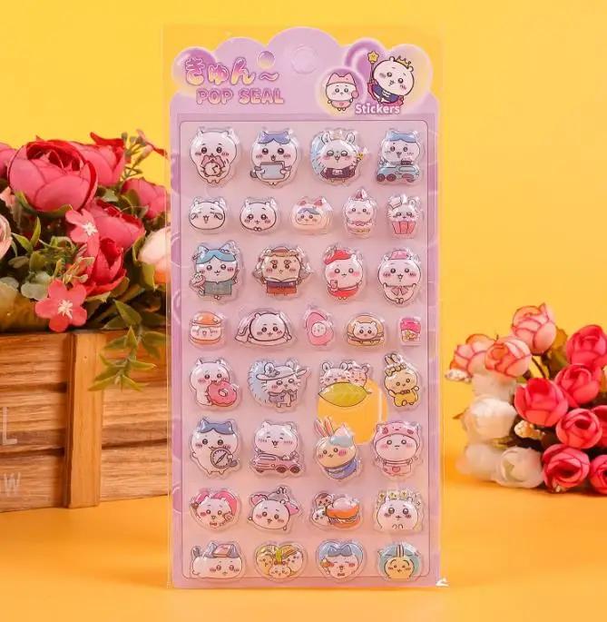 4/20 Autocollants Kawaii de dessins animés mignons, en relief 3D et à bulles, pour la décoration de