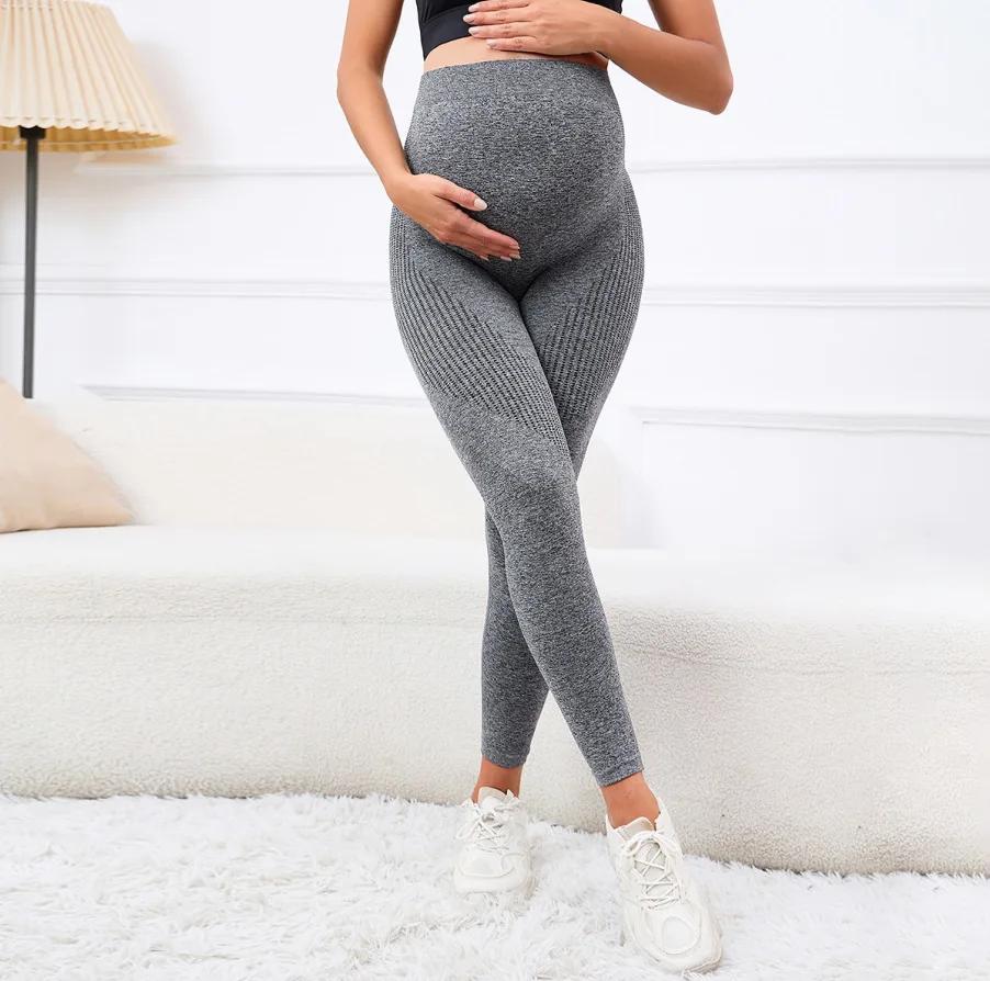 Leggings de maternité élastiques taille haute, slim pour femmes enceintes, soutien du ventre post-pa